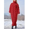 image:imagechouyatou Womens Chunky Turtleneck Sweater Dress Cable Knit Maxi Long Pullover Sweater DressRed