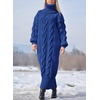 image:imagechouyatou Womens Chunky Turtleneck Sweater Dress Cable Knit Maxi Long Pullover Sweater DressRoyal Blue