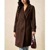 image:imagechouyatou Womens Double Breasted Mid Long Wool Trench Pea Coat OvercoatCoffee