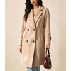 image:imagechouyatou Womens Double Breasted Mid Long Wool Trench Pea Coat OvercoatKhaki