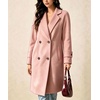 image:imagechouyatou Womens Double Breasted Mid Long Wool Trench Pea Coat OvercoatPink