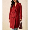 image:imagechouyatou Womens Double Breasted Mid Long Wool Trench Pea Coat OvercoatRed