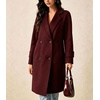 image:imagechouyatou Womens Double Breasted Mid Long Wool Trench Pea Coat OvercoatWine Red