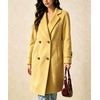 image:imagechouyatou Womens Double Breasted Mid Long Wool Trench Pea Coat OvercoatYellow