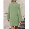 image:imagechouyatou Womens Fall Polo Collared Sweater Dress Winter Pullover Mini Ribbed Knit Dress with PocketGreen