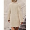 image:imagechouyatou Womens Fall Polo Collared Sweater Dress Winter Pullover Mini Ribbed Knit Dress with PocketKhaki
