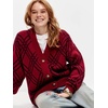 image:imagechouyatou Womens Retro Plaid Button Down Cardigans Color Block Knit Cardigan Sweater Trench Coat OuterwearRed