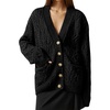 image:imagechouyatou Womens 2025 Fall Outfits Cable Knit Cardigan Button Down Chunky Knit Work Casual Sweater CardiganBlack