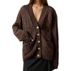 image:imagechouyatou Womens 2025 Fall Outfits Cable Knit Cardigan Button Down Chunky Knit Work Casual Sweater CardiganBrown