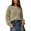 image:imagechouyatou Womens 2025 Fall Outfits Contrast Striped Sweater Y2K Colorful Knit Long Sleeve Pullover Jumper TopsYellow