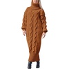 image:imagechouyatou Womens Chunky Turtleneck Sweater Dress Cable Knit Maxi Long Pullover Sweater DressCameral