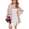 image:imagechouyatou Womens Retro Plaid Button Down Cardigans Color Block Knit Cardigan Sweater Trench Coat OuterwearPink