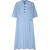 image:imagechouyatou Womens Casual Loose VNeck Linen Dress Summer Button Down Beach Midi Dress SundressLight Blue