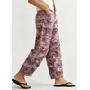 image:imagechouyatou Womens Distressed Barrel Jeans Y2K Camouflage Print Wide Leg Jeans High Waisted Denim Ankle PantsCamouflage Pink