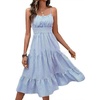 image:imagechouyatou Womens Summer Spaghetti Strap Striped Dress Elastic Waist ALine Swing Midi Beach Dress SundressBlue