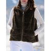 image:imagechouyatou Womens Fall Winter Sleeveless Zip Up Faux Fur Vest Jacket CoatCoffee