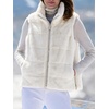 image:imagechouyatou Womens Fall Winter Sleeveless Zip Up Faux Fur Vest Jacket CoatOffwhite