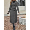 image:imagechouyatou Womens Business Casual Double Breasted Midi Long Wool CoatGrey