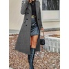 image:imagechouyatou Womens Business Casual Double Breasted Midi Long Wool CoatGrey