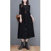 image:imagechouyatou Womens Spaghetti Strap Corduroy Overall Dress Jumper Button Down Midi Long Tank Dress with PocketsBlack