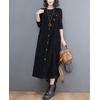 image:imagechouyatou Womens Spaghetti Strap Corduroy Overall Dress Jumper Button Down Midi Long Tank Dress with PocketsBlack