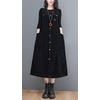 image:imagechouyatou Womens Spaghetti Strap Corduroy Overall Dress Jumper Button Down Midi Long Tank Dress with PocketsBlack