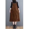image:imagechouyatou Womens Spaghetti Strap Corduroy Overall Dress Jumper Button Down Midi Long Tank Dress with PocketsBrown