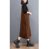 image:imagechouyatou Womens Spaghetti Strap Corduroy Overall Dress Jumper Button Down Midi Long Tank Dress with PocketsBrown