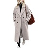 image:imagechouyatou Women Double Breasted Wool Blend Coat Baggy Notch Lapel OvercoatApricot