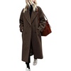 image:imagechouyatou Women Double Breasted Wool Blend Coat Baggy Notch Lapel OvercoatBrown