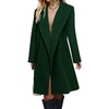 image:imagechouyatou Womens Winter Thickened Belted Wool Coat Business Casual Shawl Collar Long Pea CoatGreen