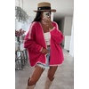 image:imagechouyatou Women Fall Open Front Color Block Cardigan Sweater Casual Striped Chunky Knit Oversized CardiganRose