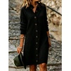 image:imagechouyatou Womens Button Down Lapel Collar Loose Sweater Midi Knit DressBlack