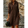image:imagechouyatou Womens Button Down Lapel Collar Loose Sweater Midi Knit DressCoffee