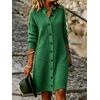 image:imagechouyatou Womens Button Down Lapel Collar Loose Sweater Midi Knit DressGreen