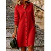 image:imagechouyatou Womens Button Down Lapel Collar Loose Sweater Midi Knit DressRed