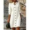 image:imagechouyatou Womens Button Down Lapel Collar Loose Sweater Midi Knit DressWhite