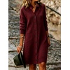 image:imagechouyatou Womens Button Down Lapel Collar Loose Sweater Midi Knit DressWine Red