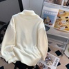 image:imagechouyatou Womens Cute 3D Smile Face Flower Polo Sweater Long Sleeve Collared Cable Knit Pullover Jumper TopsWhite