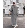 image:imagechouyatou Womens Double Breasted Houndstooth Plaid Wool Coat Notch Lapel Maxi Long Trench Pea Coat with BeltBlack