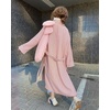 image:imagechouyatou Womens Double Breasted Houndstooth Plaid Wool Coat Notch Lapel Maxi Long Trench Pea Coat with BeltPink