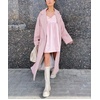 image:imagechouyatou Womens Double Breasted Houndstooth Plaid Wool Coat Notch Lapel Maxi Long Trench Pea Coat with BeltPink