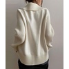 image:imagechouyatou Womens Fall Zip Up Sweater Cardigan Winter Collared Long Sleeve Knit Cardigan JacketBeige