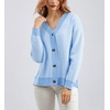 image:imagechouyatou Womens Herringbone Button Down Chunky Cardigan Sweater JacketLight Blue