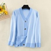 image:imagechouyatou Womens Herringbone Button Down Chunky Cardigan Sweater JacketLight Blue