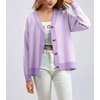 image:imagechouyatou Womens Herringbone Button Down Chunky Cardigan Sweater JacketPurple