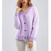image:imagechouyatou Womens Herringbone Button Down Chunky Cardigan Sweater JacketPurple