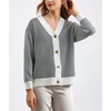 image:imagechouyatou Womens Herringbone Button Down Chunky Cardigan Sweater JacketWhite