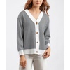 image:imagechouyatou Womens Herringbone Button Down Chunky Cardigan Sweater JacketWhite