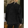 image:imagechouyatou Womens Oversized Button Down Quilted Denim Jacket Winter Padded Coat Tops Jean ShacketBlack